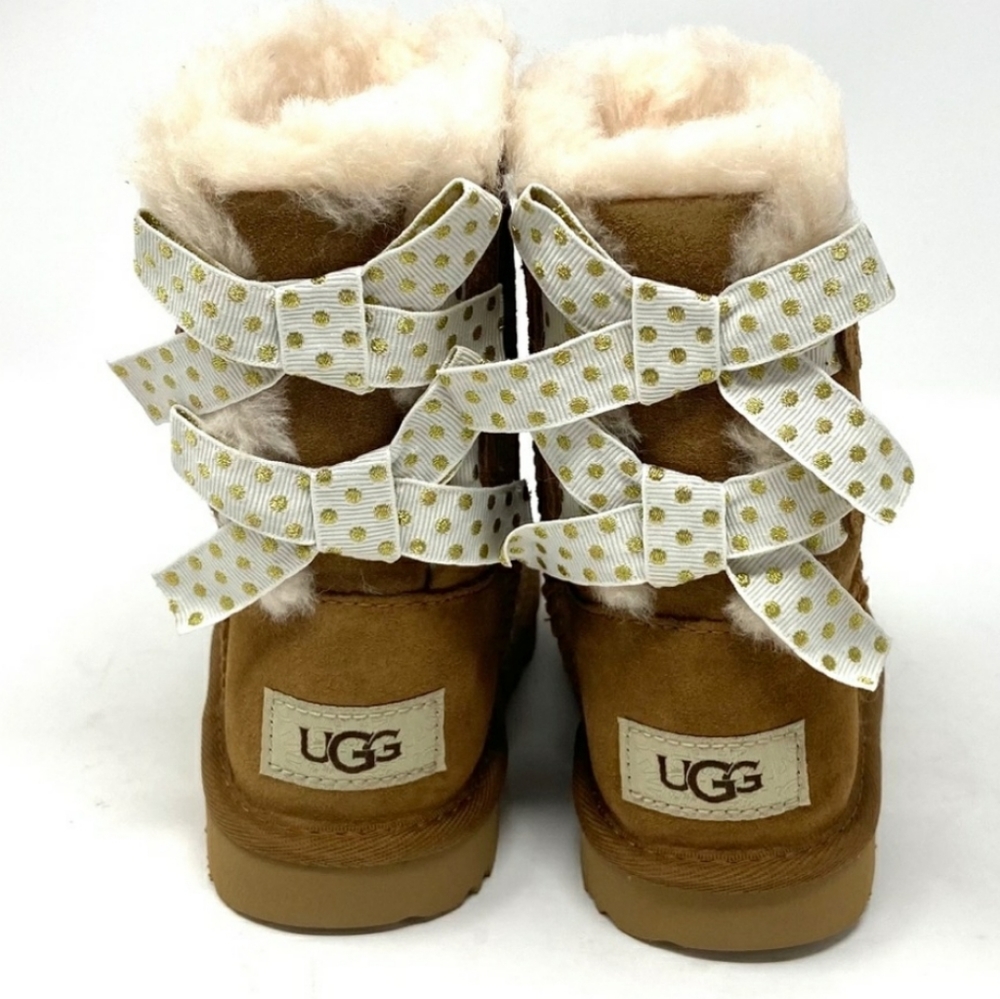 Original UGG Bailey Bow Polka Dot Toddler Chestnut size 10